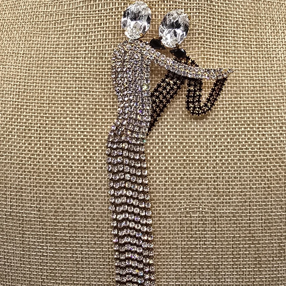 Vintage Butler And Wilson Art Deco Large Rhinestone Dancing Couple Brooch